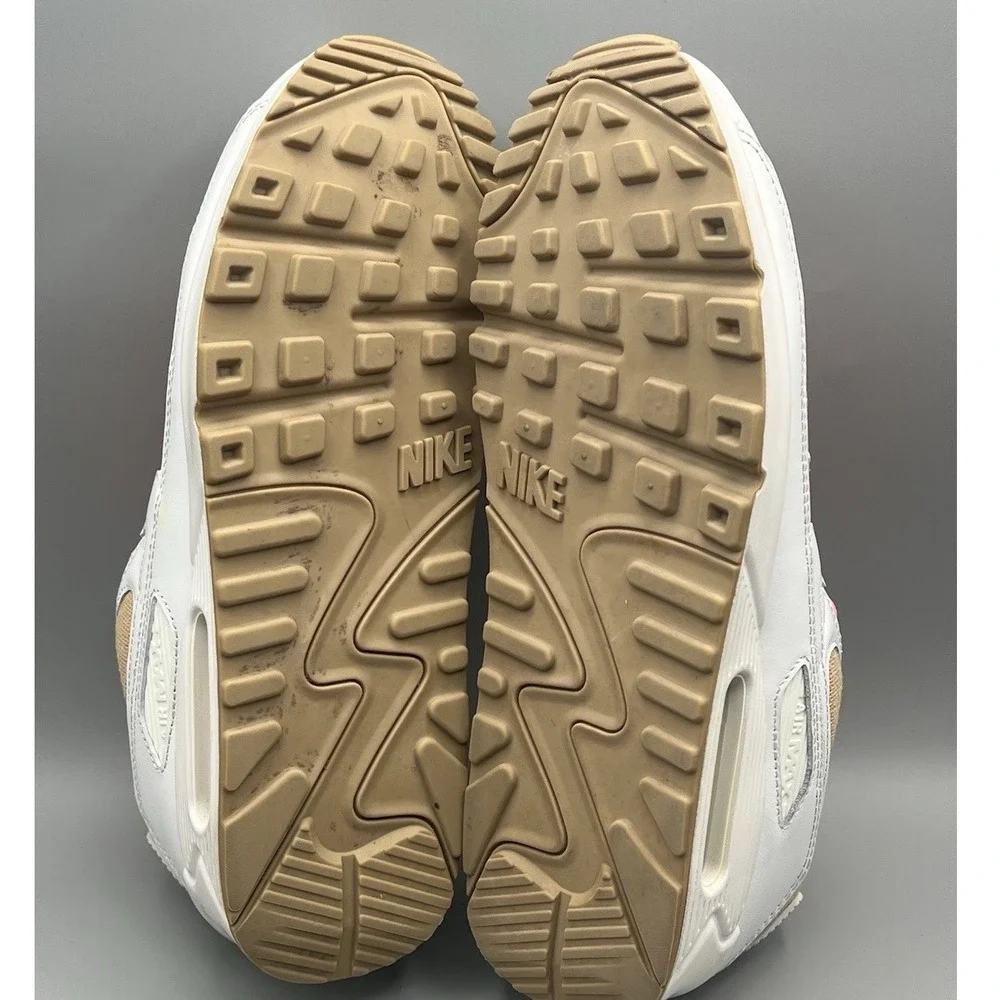 2020 Nike Air Max 90 White and Brown Burlap Retro‎ Shoes - Men's Size 9 USED